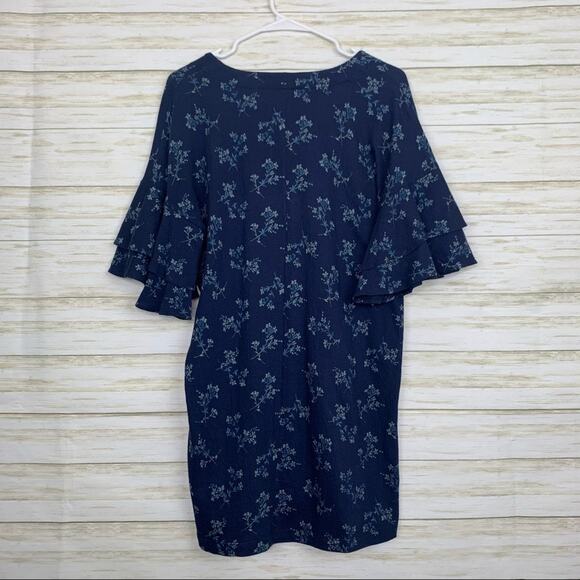 Lucky Brand Printed Knit Mini Dress Navy Blue - Picture 7 of 8